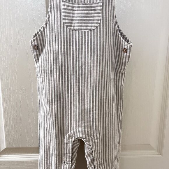 Rylee + Cru Olive Striped Cotton Baby Overalls Size 2-3 years - Picture 3 of 14